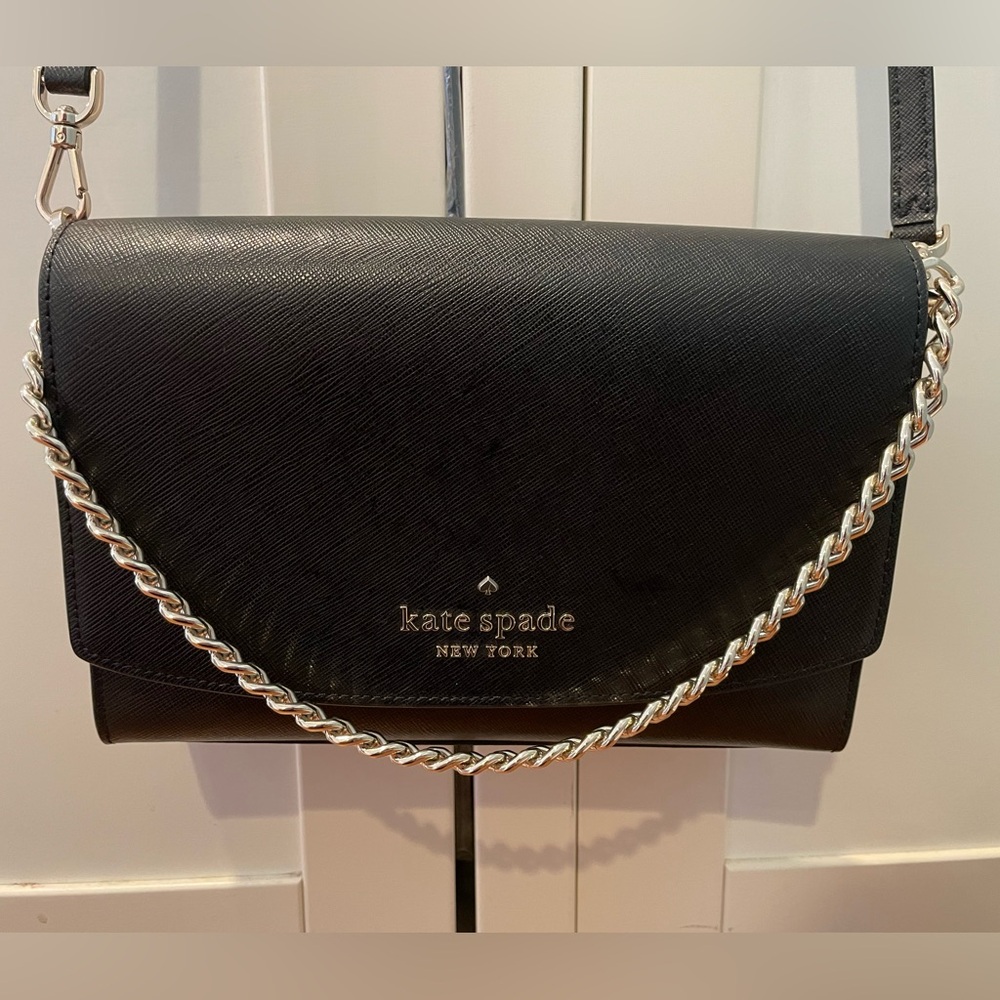 Kate Spade Carson Convertible Crossbody Black with Gold Chain